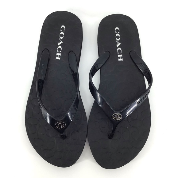 Coach Shoes - COACH Abbigail Black Flip Flops NWOT